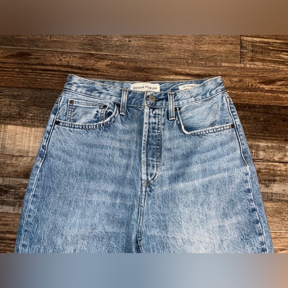 Denim Forum Blue Straight Leg Jeans with Cropped Finish - Picture 3 of 8